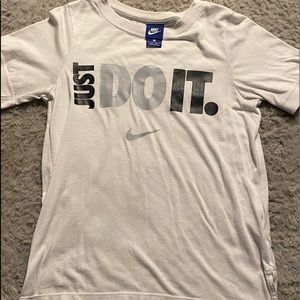 White Nike Just Do It logo Tee